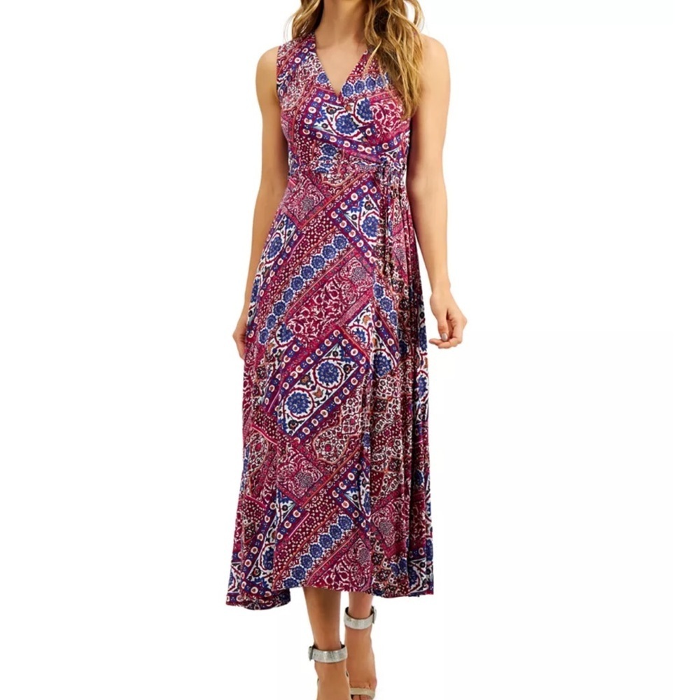 NWT Calvin Klein Women's Floral Faux Wrap Maxi Dress Size 8